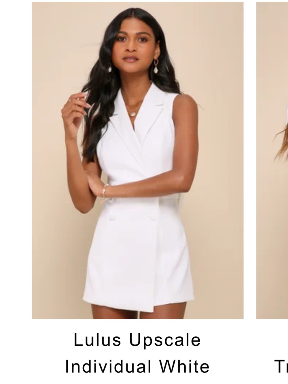 Lulu's White Sleeveless Double-Breasted Blazer Mini Dress Bow Back